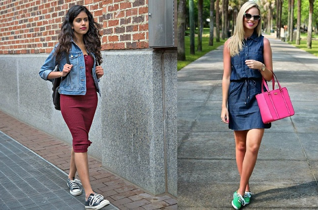 Дамски сникърс съчетан с рокля от ShopStyle.bg